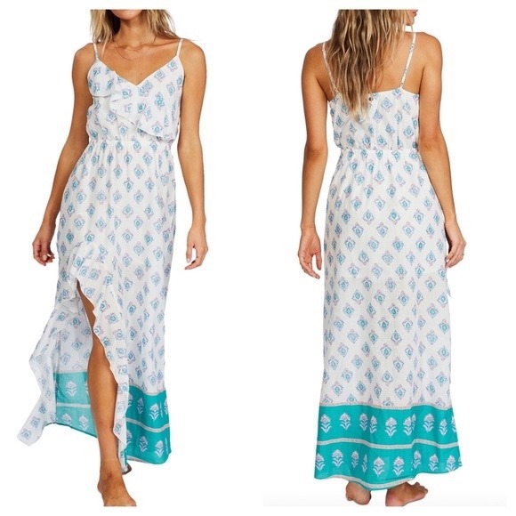Billabong Dresses & Skirts - Billabong High Low Ruffle Cotton Maxi Dress Size Large Summer Vacation Boho